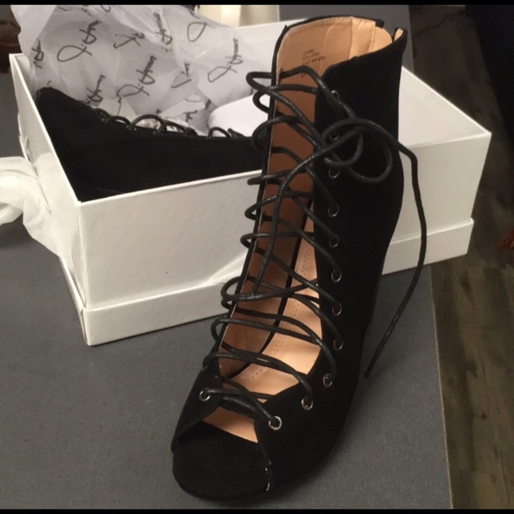 J. Adams peep toe lace up heeled booties